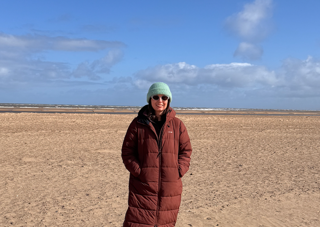 Nuala on the beach talking about acid reflux