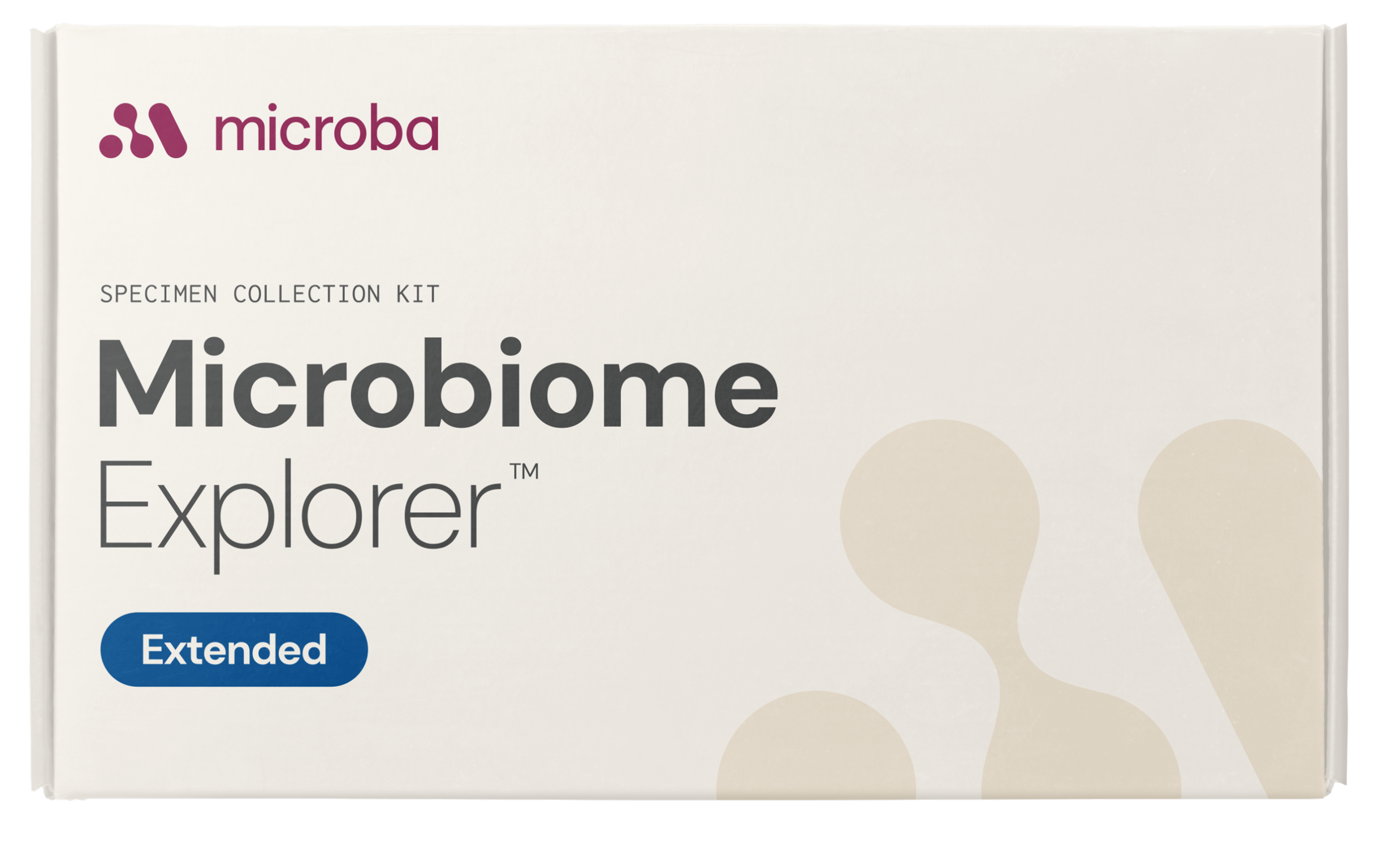 Microbiome Explorer specimen collection kit packaging with Microba branding on a white background